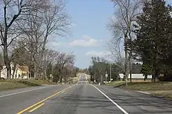 Looking north in Arkdale along WIS 21