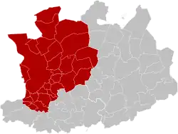 Location of the arrondissement in Antwerp Province