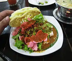 Asinan betawi, pickled vegetables in peanut sauce.