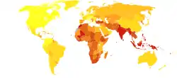 Asthma deaths per million persons in 2012  0–10  11–13  14–17  18–23  24–32  33–43  44–50  51–66  67–95  96–251