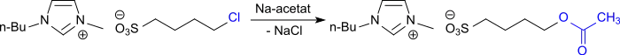 Exchange reactions involving chlorbutylsulfonate-ILs