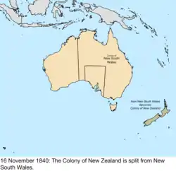 Map of British claims to Australia; for details, refer to adjacent text