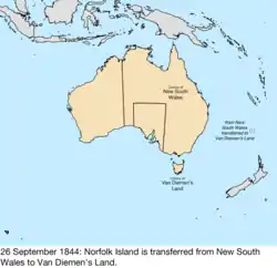 Map of British claims to Australia; for details, refer to adjacent text