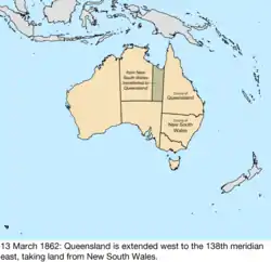 Map of British claims to Australia; for details, refer to adjacent text