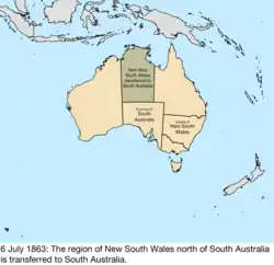 Map of British claims to Australia; for details, refer to adjacent text