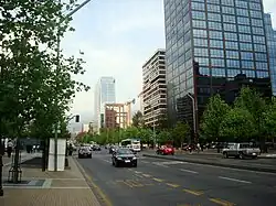 Apoquindo Avenue, the main avenue leading to the financial district.