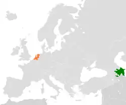 Map indicating locations of Azerbaijan and Netherlands