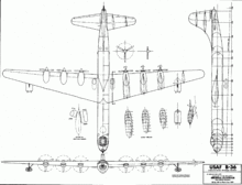 3-view line drawing of the Convair B-36