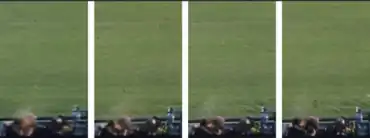 Four juxtaposed frames from the Zapruder film illustrating the backwards motion of his head and body after the fatal head shot