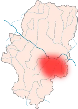 Approximate location of Lower Aragon within Aragón.