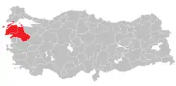 Location of Balıkesir Subregion