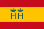 Flag of the Spanish Customs Service with the double crowned H, symbol of the Spanish Royal Treasury