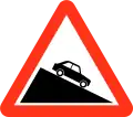 Steep hill downwards ahead