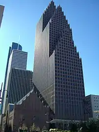 The Bank of America Center by Philip Johnson is an example of postmodern architecture.