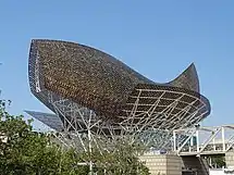 "El Peix", fish sculpture in front of the Port Olímpic in Barcelona, Catalonia, Spain (1992)