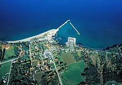 Aerial view of Barcelona in the northern part of the town of Westfield. View is to the north over Lake Erie.