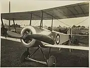 Watson seated in his completed Biplane outside Follacleugh, Elsternwick, 1916.