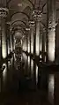 Vista showing the reused Roman columns and capitals in the Basilica Cistern