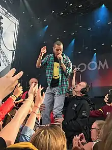 Dan Smith of Bastille in the crowd at the 2019 Isle of Wight Festival