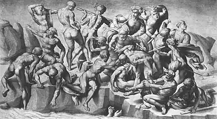 Copy of Michelangelo's Battle of Cascina by his pupil Aristotele da Sangallo, c.1542