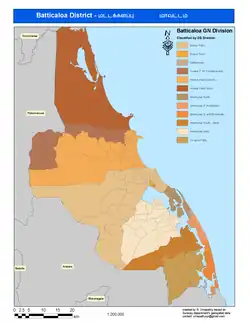 Administrative units of Batticaloa District in 2007