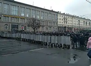 Belarusian riot police during a Freedom Day rally in March 2017.