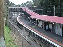 Citybound view just south of Belgrave station showing platform 1