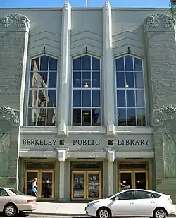 The facade of the Berkeley Public Library