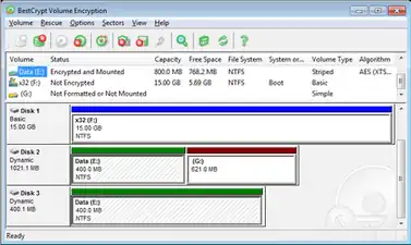 BestCrypt Volume Encryption v.3 main window