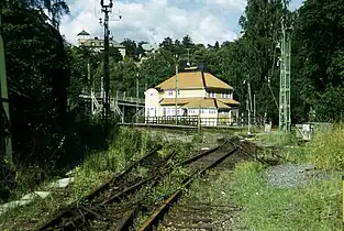 Old station of Stocksund, now replaced with a station some hundred metres to the north-west, where the rails go straighter allowing for higher speed