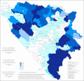 Share of Orthodox Christians in Bosnia and Herzegovina by municipalities in 2013