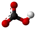 Ball and stick model of a bicarbonate anion