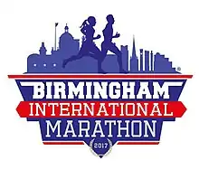 The logo of the Birmingham International Marathon