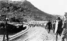 Image 31Armed vigilantes deport striking copper miners during the Bisbee Deportation in Bisbee, Arizona, July 12, 1917.