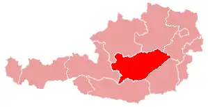 Map of Austria showing the Diocese of Leoben