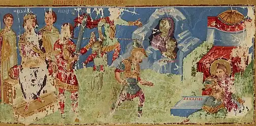 Herod orders the Massacre of the Innocents; the Flight of Elizabeth; the martyrdom of Zachariah