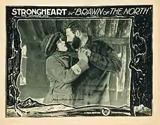 Lobby card"Alone with the man she feared": Irene Rich and Lee Shumway