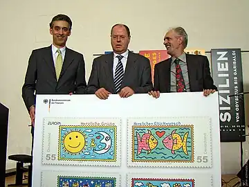 Frank Appel, Peer Steinbrück and James Rizzi at the Bundeskunsthalle in Bonn.