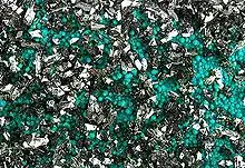 Brochantite (emerald green) and chrysocolla, from the Rokana Mine, Zambian Copperbelt