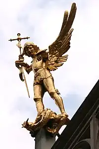 Statue of Saint Michael slaying the dragon