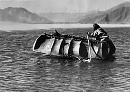 Yak hide boat on the Yarlung Tsangpo, 1938.