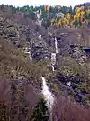 600-meter (2,000 ft) cascade, which appears after heavy rains