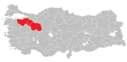 Location of Bursa Subregion