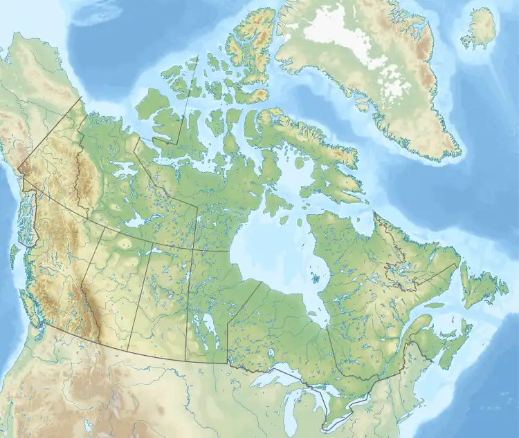 Location of the lake in Canada.