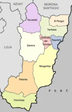 Cantons of Zamora Chinchipe Province