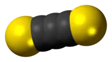 Space-filling model of the carbon subsulfide molecule