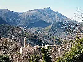 Castagniccia village in Carpineto, with Carcheto and Monte San Petrone in the background