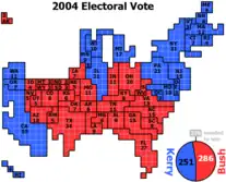 Cartogram in which each square represents one electoral vote.