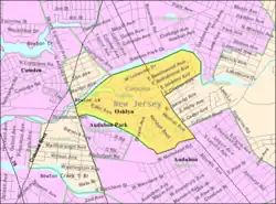 Census Bureau map of Oaklyn, New Jersey