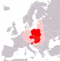 Map of Central Europe, according to Lonnie R. Johnson (2011):  Countries usually considered Central European (citing the World Bank and the OECD)  Countries considered to be Central European only in the broader sense of the term